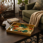 Chinese Cloud Daily Glass Tray – Red Green Gold Border - MintiHome
