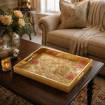 Lion Peony Daily Glass Tray – Gold Scrollwork Border - MintiHome