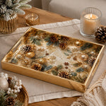 Gold Christmas Glass Tray with Pinecones, Ornaments and Star Accents - MintiHome