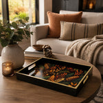 Black Christmas Glass Tray with Pinecones and Berry Clusters - MintiHome