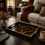 Black Christmas Glass Tray with Pinecones and Berry Clusters - MintiHome
