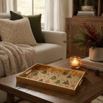 Christmas Embroidered Tree Glass Tray - Ivory Blush - MintiHome