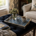 Christmas Blue Quilted Snowflake Glass Tray - Patchwork - MintiHome