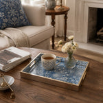 Christmas Blue Quilted Snowflake Glass Tray - Patchwork - MintiHome