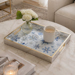Christmas Silver Snowflake Glass Serving Tray - Pearl - MintiHome