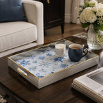 Christmas Silver Snowflake Glass Serving Tray - Pearl - MintiHome