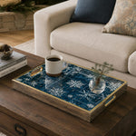 Christmas Snowflake Glass Tray - Buffalo Check Blue - MintiHome