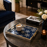 Christmas Midnight Star Glass Serving Tray - Navy Blue - MintiHome