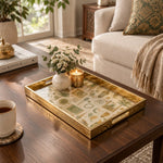 Golden Eid Lantern Moon Stars Glass Serving Tray National Days - MintiHome