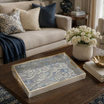 Silver Grey Arabic Calligraphy Floral Glass Serving Tray National Days - MintiHome