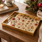 Christmas Vintage Doodle Glass Serving Tray – Holiday Pattern Platter - MintiHome