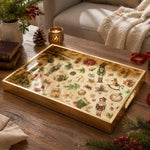Christmas Nutcracker Vintage Glass Serving Tray – Gold Border Platter - MintiHome
