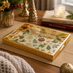 Christmas Poinsettia Pinecone Glass Serving Tray – Festive Platter - MintiHome