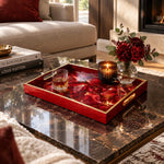 Daily Glass Serving Tray with Gold Border – Ruby Crystal Facet - MintiHome