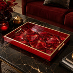 Daily Glass Serving Tray with Gold Border – Ruby Crystal Facet - MintiHome