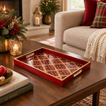 Daily Glass Serving Tray with Gold Border – Botanical Lattice - MintiHome