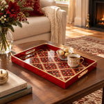 Daily Glass Serving Tray with Gold Border – Botanical Lattice - MintiHome