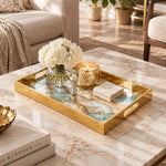 Daily Glass Serving Tray with Gold Border – Aqua Agate Slice - MintiHome