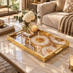 Daily Glass Serving Tray with Gold Border – Amber Geode Slice - MintiHome