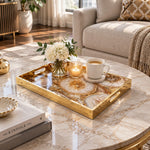 Daily Glass Serving Tray with Gold Border – Amber Geode Slice - MintiHome