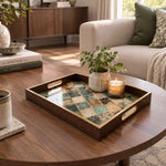 Daily Decorative Glass Serving Tray – Teal Marble Trellis - MintiHome