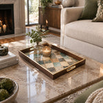 Daily Decorative Glass Serving Tray – Teal Marble Trellis - MintiHome