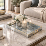 Daily Decorative Glass Serving Tray – Faded Blue Damask - MintiHome