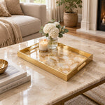 Daily Decorative Glass Serving Tray – Gilded Cream Stone - MintiHome