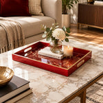 Daily Decorative Glass Serving Tray – Crimson Marble Fissure - MintiHome