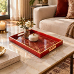 Daily Decorative Glass Serving Tray – Crimson Marble Fissure - MintiHome