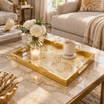 Daily Decorative Glass Serving Tray – Coastal Shell Etching - MintiHome