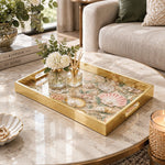 Daily Decorative Glass Serving Tray – Coastal Botanical Border - MintiHome