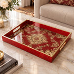 Wedding Decorative Glass Serving Tray – Framed Blossom Medallion glass serving tray shown in a product view.