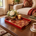 Wedding Decorative Glass Serving Tray – Trailing Peony Vine - MintiHome