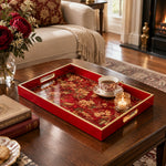 Wedding Decorative Glass Serving Tray – Chintz Peony Garden glass serving tray shown in a second styled room scene.