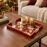 Wedding Decorative Glass Serving Tray – Winter Poinsettia Cluster - MintiHome