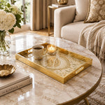 Ramadan Decorative Glass Serving Tray – Curling Leaf Oval Medallion - MintiHome