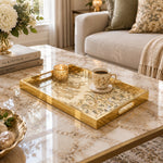 Ramadan Decorative Glass Serving Tray – Floral Scroll Calligraphy - MintiHome