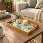 Daily Decorative Glass Serving Tray – Teal Corner Magnolia glass serving tray shown in a second styled room scene.