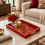Valentine's Day Decorative Glass Serving Tray – Crimson Rose Allover glass serving tray shown in a second styled room scene.