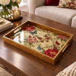 Valentine's Day Decorative Glass Serving Tray – Butterfly Rose Bloom glass serving tray shown in a product view.