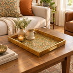 Ramadan Decorative Glass Serving Tray – Champagne Paisley Field - MintiHome
