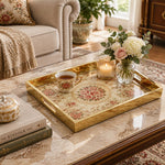 Valentine's Day Decorative Glass Serving Tray – Rose Medallion Scroll - MintiHome
