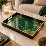 Ramadan Decorative Glass Serving Tray – Emerald Star Scatter glass serving tray shown in a product view.