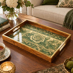 Valentine's Day Decorative Glass Serving Tray – Banded Scroll Rose - MintiHome