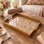 Valentine's Day Decorative Glass Serving Tray – Rose Chintz Meadow glass serving tray shown in a product view.