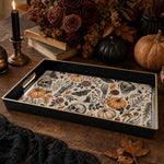 Gothic Halloween Plastic Serving Tray – Skull Bones Roses plastic serving tray shown in a rectangular product view.