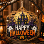 Happy Halloween Mansion MDF Wood Hanging Wall Decor – Ghost - MintiHome