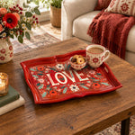 Valentine's Day Decorative Serving Tray – Rust Folk Bloom Love - MintiHome