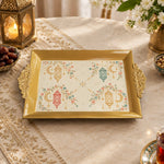 Ramadan Decorative Serving Tray – Cream Lantern Corner Symmetry - MintiHome